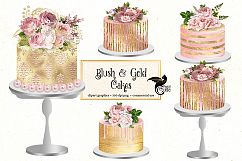 Blush and Gold Cakes Clipart Product Image 1