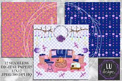 Summer Night Digital Papers, Starry Night Patterns, Summer Backgrounds Product Image 3