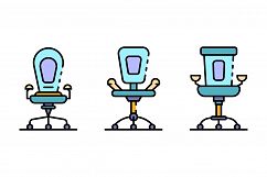 Desk chair icons set line color vector Product Image 1