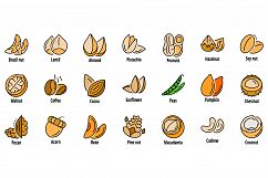 Nut icon set line color vector Product Image 1