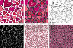 Doodle Heart Digital Paper, Seamless pattern, Scrapbook Product Image 2
