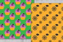 Halloween Cupcake Digital Paper, Halloween Digital Paper, Spider Digital Paper, Pumpkin Digital Paper. Product Image 2