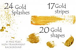 Gold clipart Brush Strokes, Stripes, Shapes, Splashes Digita Product Image 5