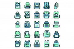 Backpack icon set line color vector Product Image 1