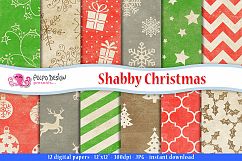 Shabby Christmas Digital Paper Product Image 1