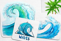 Surfing. Watercolor set. Product Image 3