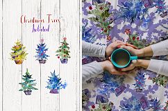 Trees Christmas PNG watercolor set Product Image 2