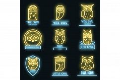 Owl logo set vector neon Product Image 1