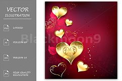 Golden Hearts on Red Background Product Image 1