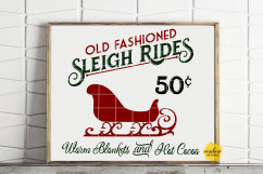 OLD FASHIONED SLEIGH RIDES | CHRISTMAS SIGN SVG DXF PNG Product Image 2