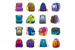 Backpack icons set, cartoon style Product Image 1