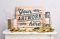 Woodsign mockup - bright romantic autumn interior Product Image 3