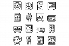 Voltage regulator icons set, outline style Product Image 1