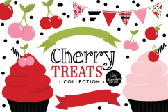 Cherry Treats Clipart Graphics &amp; Digital Paper Patterns Bundle Product Image 1