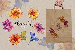African daisy PNG watercolor design set Product Image 5