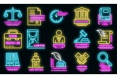 Lawyer icons set vector neon Product Image 1