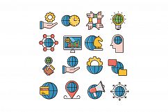 Global business icons set Product Image 1