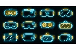 Game goggles icons set vector neon Product Image 1