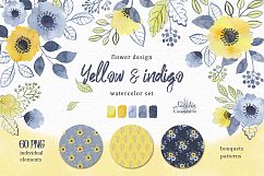 Watercolor set of yellow and indigo Product Image 1