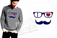 I Love Mustache Saying Machine Embroidery Design 3 Sizes Product Image 1