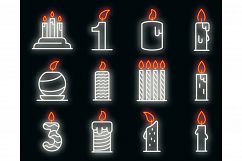 Birthday candle icons set vector neon Product Image 1