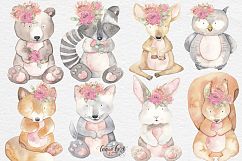 Watercolor Animals, Flowers Clipart Product Image 3