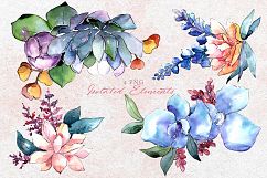 Bouquets flowers set PNG watercolor Product Image 8