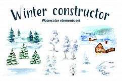 Winter constructor. Watercolor elements set Product Image 1