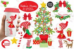 Christmas Girls, winter girls clipart, graphics, illustrations AMB-1519 Product Image 1