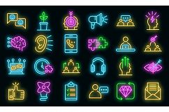 CRM icons set vector neon Product Image 1