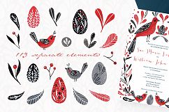 Lovebirds folk art bird illustrated collection Product Image 3