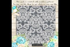 100 Seamless White Damask Lace Flower Digital Papers Product Image 2