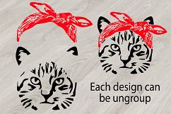 Cat Head whit Bandana SVG, Farm Kitten kitty Milk 829S Product Image 3