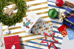 Merry Christmas clipart pack with Santa and digital paper Product Image 5