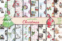 Christmas watercolor seamless patterns Product Image 1