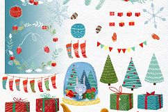 Merry Christmas clipart pack with Santa and digital paper Product Image 3