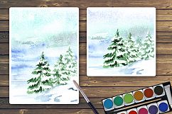 Winter backgrounds. Watercolor landscape Product Image 6