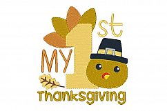 My First Thanksgiving Embroidery Design Baby Embroidery Product Image 1