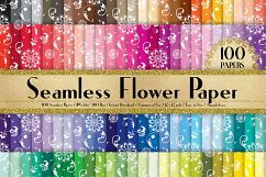 100 Seamless White Ornament Flower Digital Papers 12 x 12 in Product Image 1