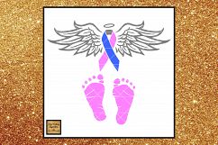Pregnancy, Infant &amp; Child Loss Awareness Ribbon Angel SVG Product Image 1