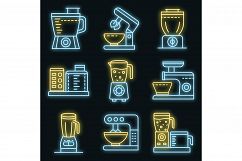 Food processor icons set vector neon Product Image 1