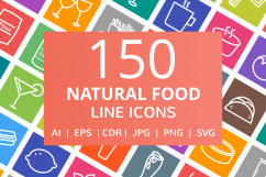 150 Natural Food Line Multicolor B/G Icons Product Image 1