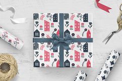 Scandinavian Houses and flower and leaves Nordic clipart Product Image 10
