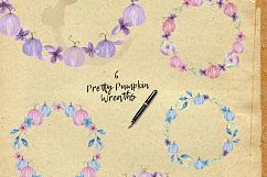 Pumpkin Huge Kit Pink Blue Watercolor Clipart Fall Package Product Image 2