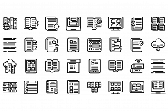 Electronic catalogs icons set, outline style Product Image 1