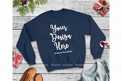 Christmas Winter Party Navy Unisex Sweatshirt Mock Up Product Image 1