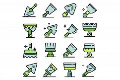 Putty knife icons set, outline style Product Image 1