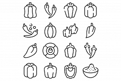 Paprica icons set, outline style Product Image 1