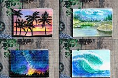 Watercolor Landscape Bundle Watercolor Beach Sunset Galaxy Texture Watercolor Farm Windmill Product Image 4