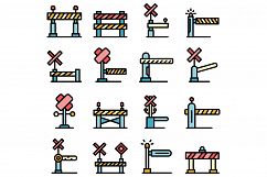 Railroad barrier icons set vector flat Product Image 1